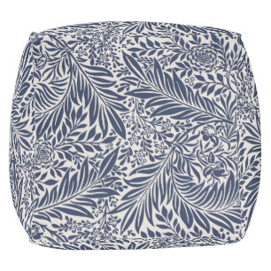LARGE CUBE POUF William Morris BLUE LEAF DESIGN