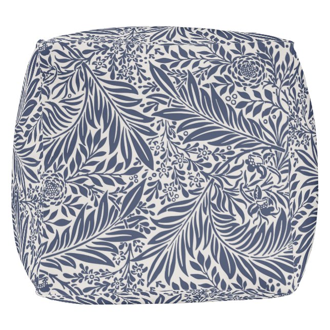 LARGE CUBE POUF William Morris BLUE LEAF DESIGN (Bottom)
