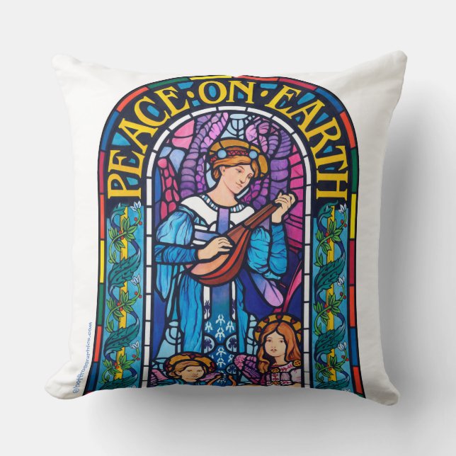 Large Cushion ‘Peace on Earth’ stained glass (Front)