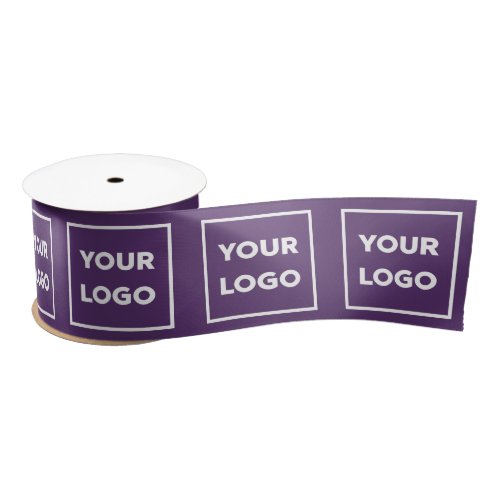 Large Custom Business Company Logo Pattern Purple Satin Ribbon