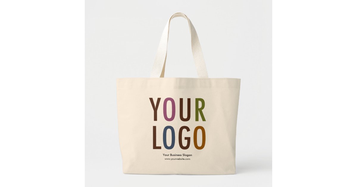 Large Custom Cotton Tote Bag With Logo No Minimum Zazzle