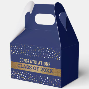 Large Custom Gold Royal blue Graduate Class Year Favor Boxes