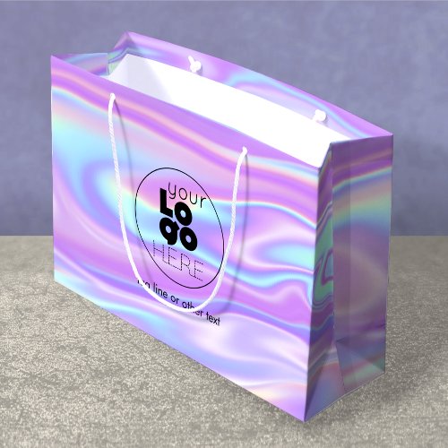 Large Custom Logo Iridescent Paper Shopping Bag