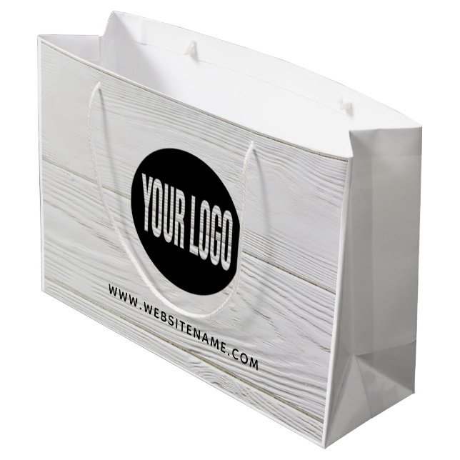 Large Custom Logo/Text Shopping Gift Bag (Back Angled)