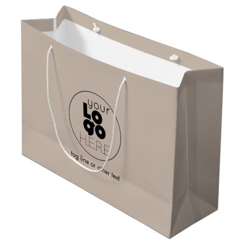 Large Custom Paper Logo Greige Shopping Bag