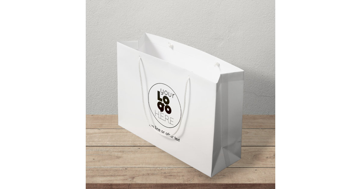 Large Custom Paper Shopping Bag with Company Logo | Zazzle