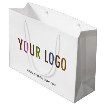 Large Custom Paper Shopping Bag with Company Logo | Zazzle