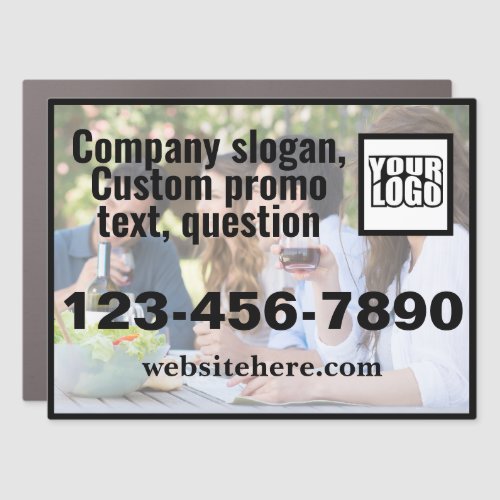 Large Custom Photo White Logo Frame Advertisement  Car Magnet
