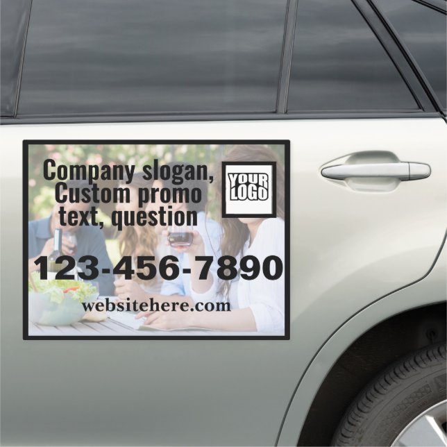 Large Custom Photo White Logo Frame Advertisement Car Magnet (In Situ)