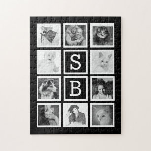 Large Custom Puzzle with Ten Photos and Initials
