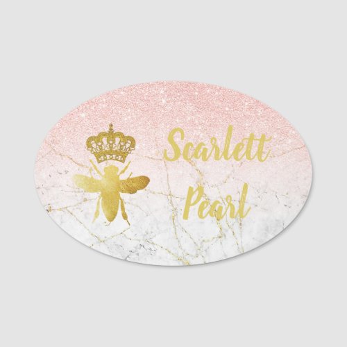 Large Custom QUEEN BEE Rose Pink Badge Magnetic