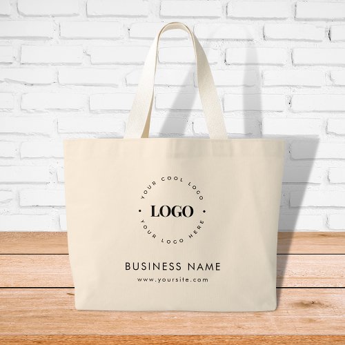 Large Custom Tote Bag with Round Circle Logo Text
