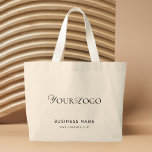 Large Custom Tote Bag With Thin Rectangle Logo<br><div class="desc">Promote your business with this large tote bag,  featuring custom logo & text. Easily add your details by clicking on the "personalize" option.</div>