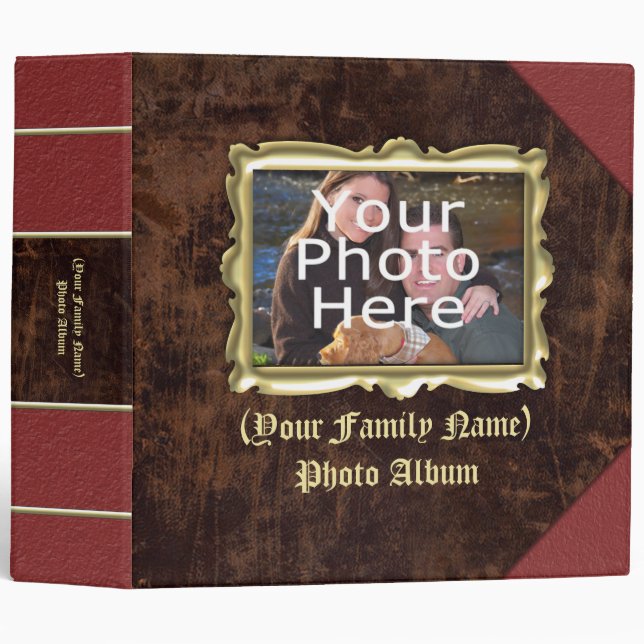 Large Custom Vintage Frame Photo Album Binder (Front/Spine)