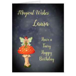 Large Cute Birthday personalised Fairy design Card