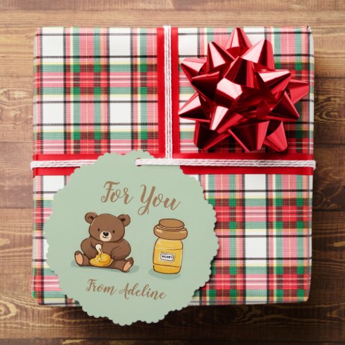 Large Cute Honey Bear Gift Tag Ornament Card