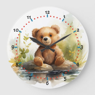 Large cute Teddy Bear wall Clock cuddly