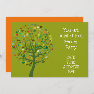 Large cute tree Garden party function Invitation