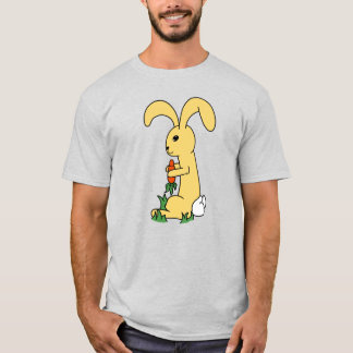 Large Cute Yellow Cartoon Bunny Holding A Carrot T-Shirt