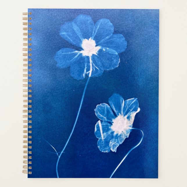Large Cyanotype Cosmos Flower Agenda/Planner Planner (Front)
