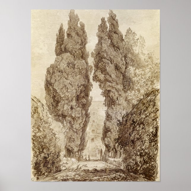 Large Cypress at the Villa d'Este Poster (Front)