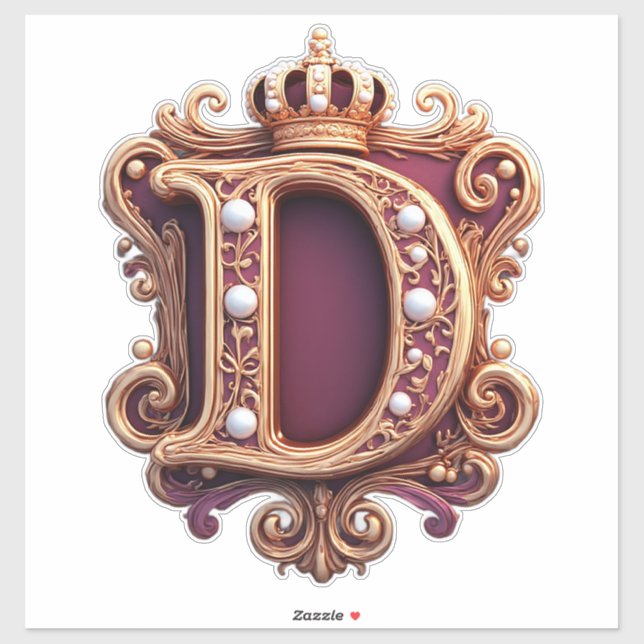 Large D Monogram on Red Velvet Sticker (Sheet)