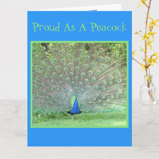 LARGE/ DAD BIRTHDAY/PROUD YOU'RE MY DAD/PEACOCK CARD (Yellow Flower)