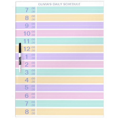 Large Daily Half Hour Schedule Planner Custom Dry Erase Board