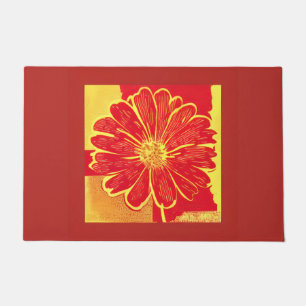 Large Daisy Aster in Red, Yellow and Saffron Doormat