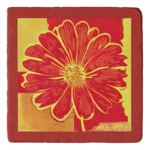 Large Daisy Aster in Red, Yellow and Saffron Trivet