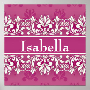 Large Damask frame personalized name Poster
