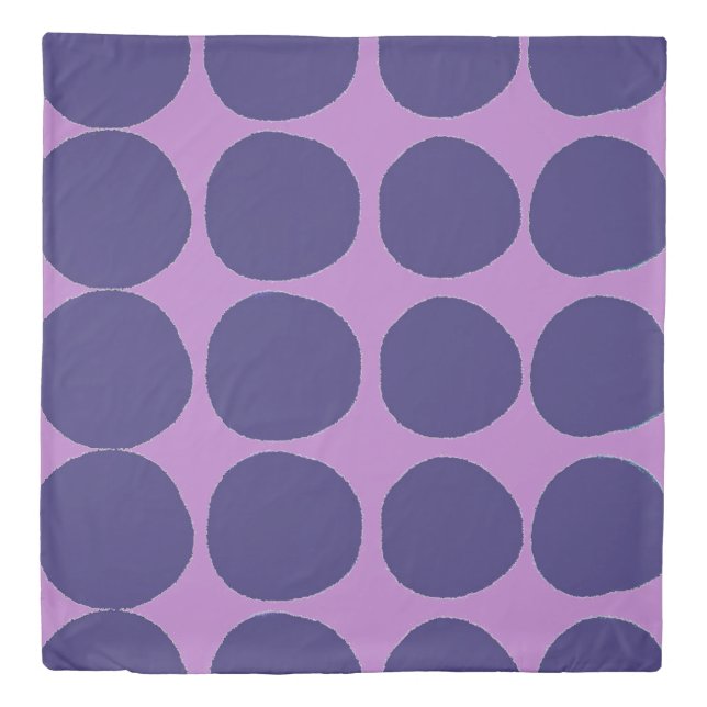 Large dark blue dots on purple duvet cover (Front)