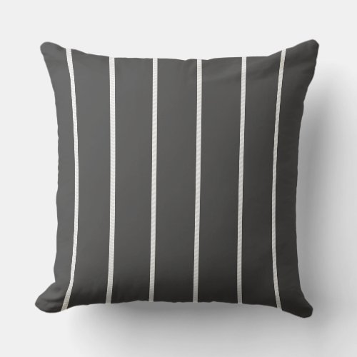  Large Dark Gray And White Stripe  Throw Pillow