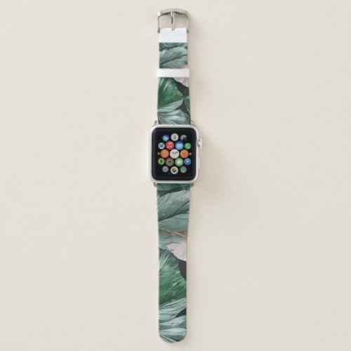 Large Dark Leafy Pattern Apple Watch Band