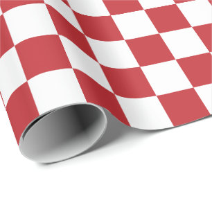 Large Dark Red and White Checks Wrapping Paper
