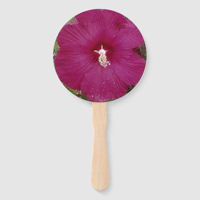 large dark red Hibiscus flower Hand Fan (Front)