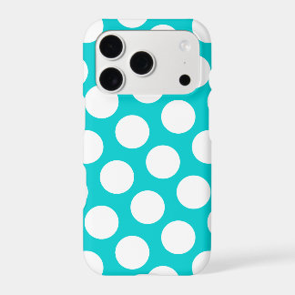 Large Dark Turqouise and White Polka Dot Pattern Iphone 18 Pro Case