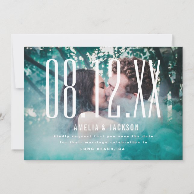 Large Date, bold typography, Save the Date Invitation (Front)