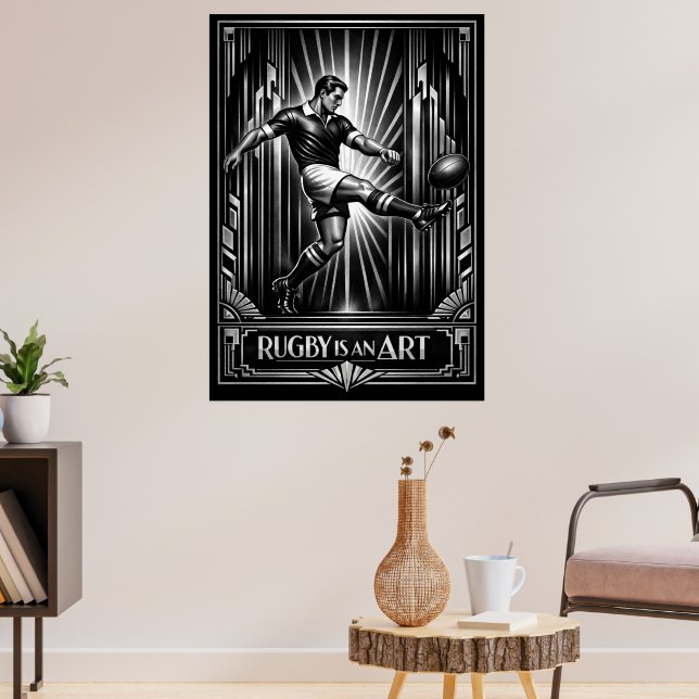 Large Deco Style Rugby Art Print (Living Room 3)