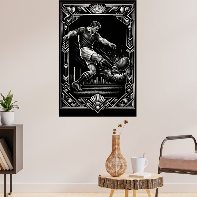 Large Deco Style Rugby Art Print (Living Room 3)