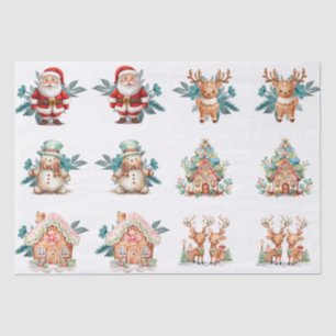 Large Decorative Christmas Illustrations Decoupage Tissue Paper