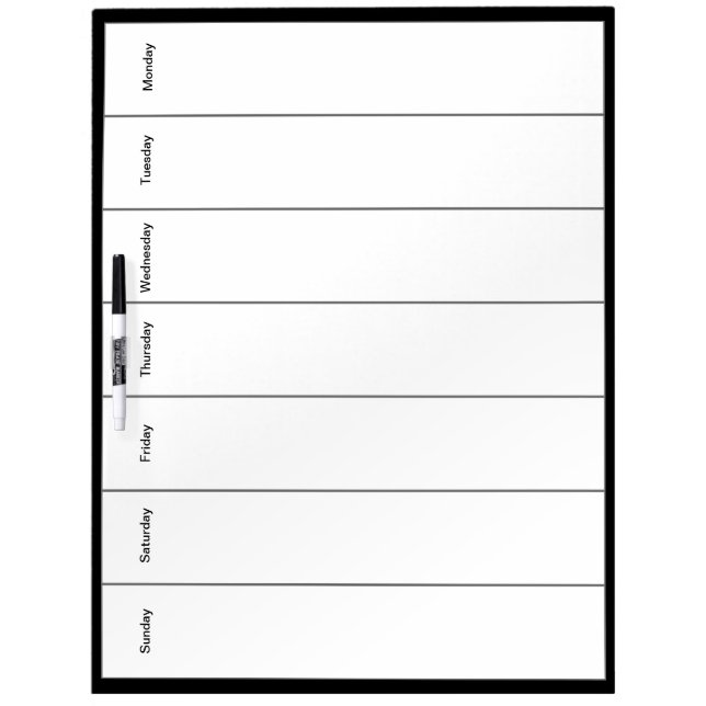 Large Decorative Seven Day Dry Erase Planner Board (Front)