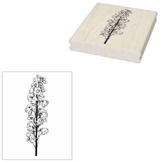 Large Delphinium Larkspur Tall Long Floral Rubber Stamp
