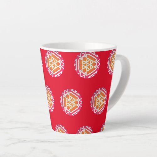 Large Design Medallion Red Latte Mug