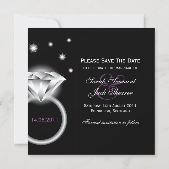 Large Diamond Ring Save The Date (Front)