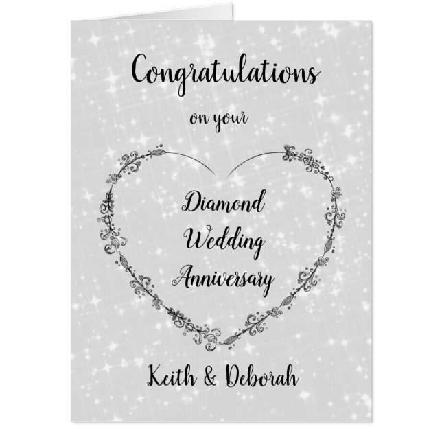 Large Diamond Wedding Anniversary design Card (Front)