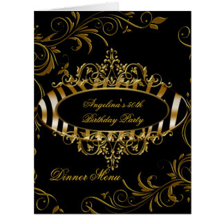 Large Dinner Menu Table Gold Zebra Black Cards