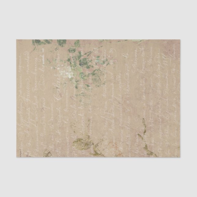 Large Distressed Vintage Handwriting Tissue Paper (Front)