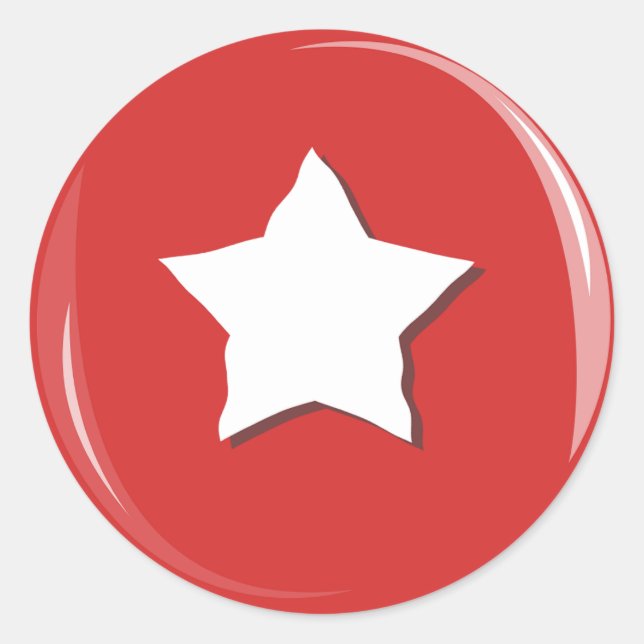 Large Distressed White Star Red Classic Round Sticker (Front)