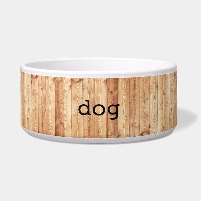 Large “dog” ceramic dog bowl – wood (Front)